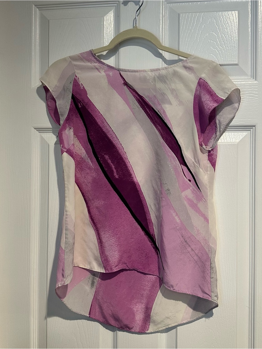 Women's Purple Watercolor Cap-Sleeve Blouse